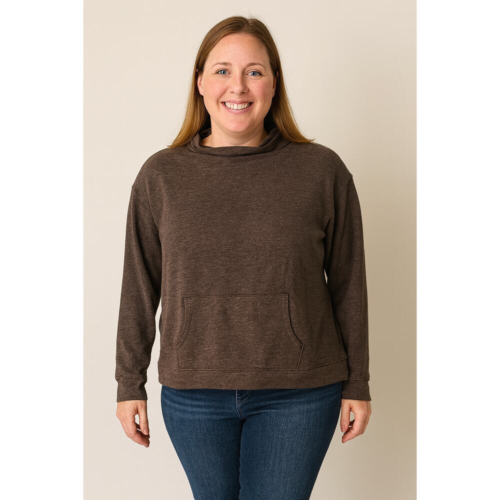 Ambrielle Women's Long Sleeve Funnel Neck Pajama Top - Size Medium
